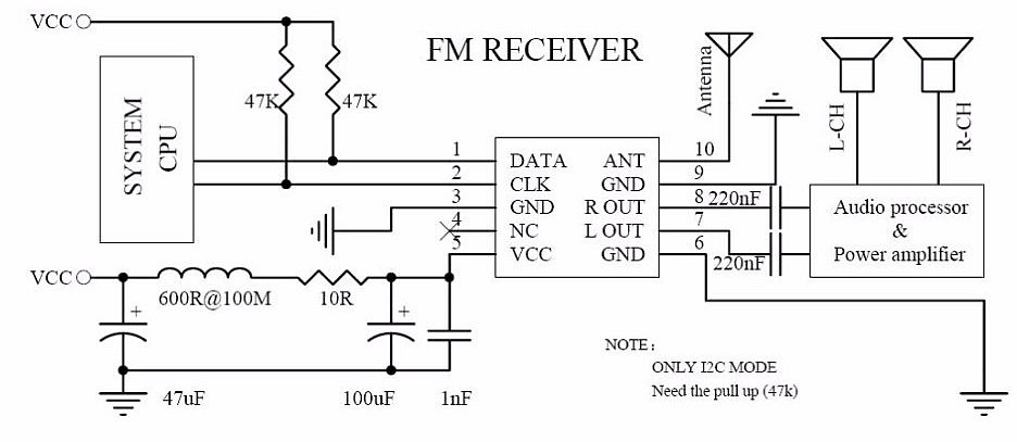 FM Stereo Radio Module I2C TEA5767 RRD-102BC schema